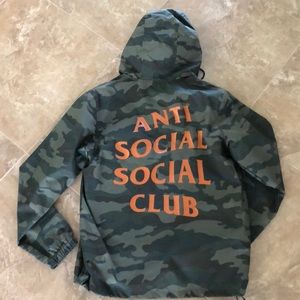 NWOT Anti social social club camo hooded jacket
